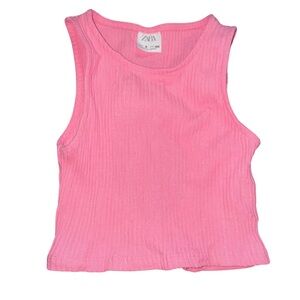 Zara Girls Pink Rib Cutout Back Tank Top Size 8
